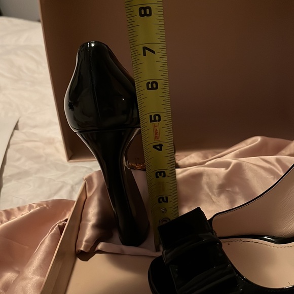 PRADA Black Pump Bow Patent Leather Open Toe Stiletto Heels 39 Europe size 8 US - Picture 11 of 15